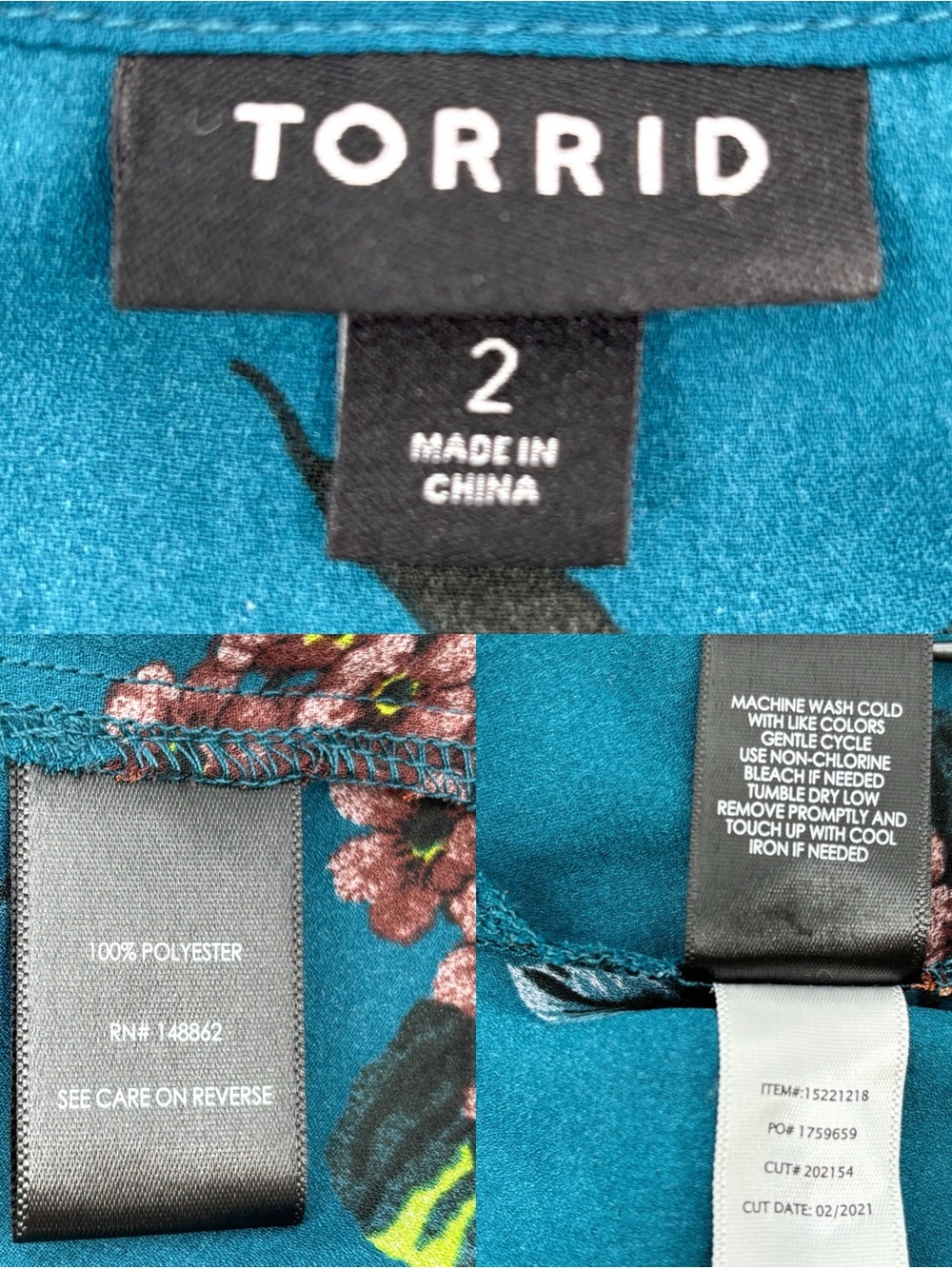 Torrid Teal Floral Tie-Front Sleeveless Top - Picture 13 of 13